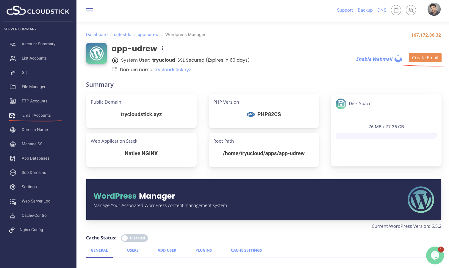 email account option